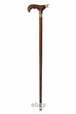 Roaring Bear Walking Stick, Elegant Derby Wooden Cane for Gift, Hiking Handmade