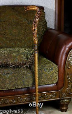Rose Flower Wooden Cane Walking Stick Staff Hand Carved for women ladies support