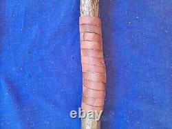 Rustic Deep-Twist Burl IRON-WOOD Walking-Stick Stag-Deer Antler Burr (Leather)