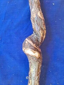 Rustic Deep-Twist Burl IRON-WOOD Walking-Stick Stag-Deer Antler Burr (Leather)