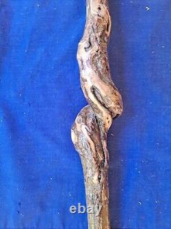 Rustic Deep-Twist Burl IRON-WOOD Walking-Stick Stag-Deer Antler Burr (Leather)