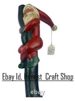 Santa Wooden Walking Cane Handmade Walking Stick Hand Carved Christmas Best Gift