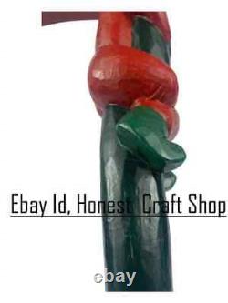 Santa Wooden Walking Cane Handmade Walking Stick Hand Carved Christmas Best Gift