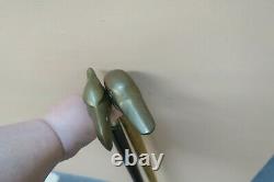 Set of 2 Vintage Wooden Cane With Brass Duck & Eagle Head Handle 35 tall