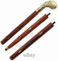 Set of 4 New Style Walking Wooden Brass Stick Cane Victorian Style Handmade Gift