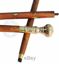 Set of 4 New Style Walking Wooden Brass Stick Cane Victorian Style Handmade Gift