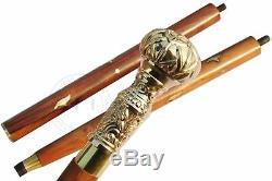 Set of 4 Victorian Walking Wooden Brass Stick Cane Victorian Style CHRISTMAS