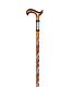 Silver Detailed Wooden Cane, Handmade Brown Walking Stick