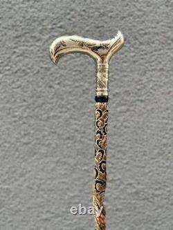 Silver Headed Wooden Walking Stick, High Quality Special Carved Cane, Christmas