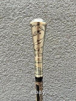 Silver Wand Headed Wooden Walking Stick, Unique Handcarved Cane, NEW SEASON
