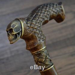 Skull Cane Walking Cane Stick Bronze Skull Wood Wooden HANDMADE Canes Exclusive