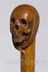 Skull Handle Walking Stick Wooden Hand Carved Walking Cane Skull Unique Gift