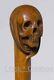 Skull Head Handle Wooden Walking Stick Hand Carved Walking Cane Unique Gift