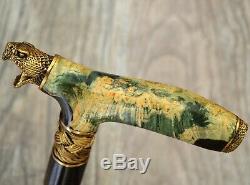 Snake Stabilized Hybrid Burl Handle Wooden Handmade Cane Walking Stick # A3