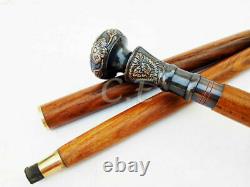 Solid Brass Lot 9 Design Handle Antique Style Wooden Walking Stick Cane gift