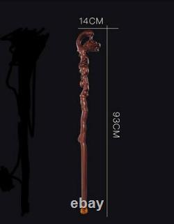 Solid Rosewood Wooden Carved Dragon Walking Stick Cane Gift60597