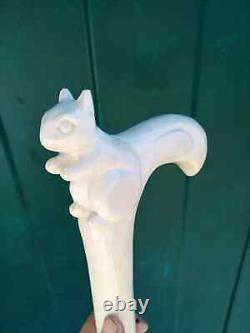 Squirrel wooden walking stick hand carved squirrel design walking cane animal gi