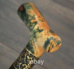 Stabilized Hybrid Burl Handle Wooden Handmade Cane Walking Stick # A 1