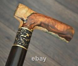 Stabilized Hybrid Burl Handle Wooden Handmade Cane Walking Stick # A 1