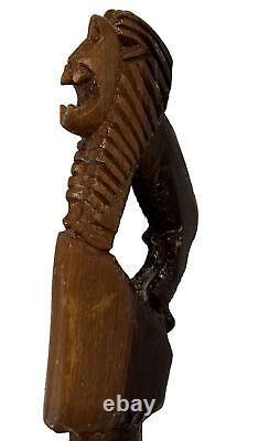 Stylish Carved Lion Cane Walking Stick Wooden Vintage Men's Canes Jamaica