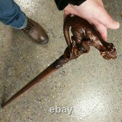 Swamp monster wooden walking stick cane Collectible hand carved walking cane