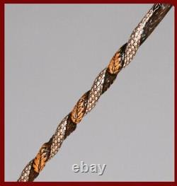 Sycamore Leaf and Snake Embroidered Special Handmade Walking Stick, Wooden Cane