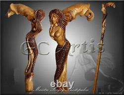 Syren Crying Mermaid Cane Walking stick Fantasy wooden cane