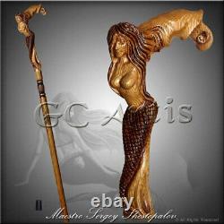 Syren Crying Mermaid Cane Walking stick Fantasy wooden cane