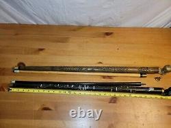 TWO Vintage Convertible Cane Pool Cue Brass Carved Wood Walking Sticks WW2 Japan