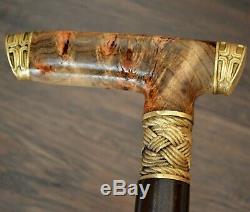 Templar Walking Cane Walking Stick Wooden Handmade Bronze Parts Stabilized Burl