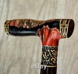 Teuton Stabilized Hybrid Burl Handle Wooden Handmade Cane Walking Stick # A 6