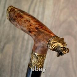 Tiger Stabilized Burl Handle Wooden Handmade Cane Walking Stick # A12