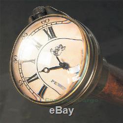 Time Companion Walking Stick with Clock Wooden Gentleman's Watch Hiking Cane New