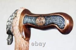 Turtle Hand carved handle Elegant hiking Wooden cane Walking stick Handmade gift