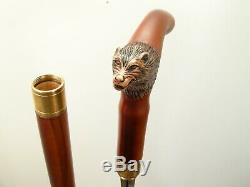 Unique Hand Carved Wooden Walking Stick Canes for Men open Handle knife
