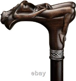 Unique Style Hand Carved Nude Women Wooden Walking Stick Cane Nymph Fancy Look