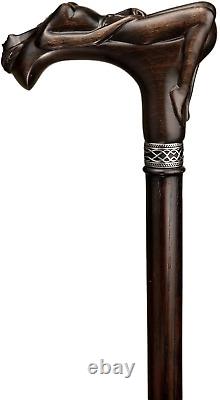 Unique Style Hand Carved Nude Women Wooden Walking Stick Cane Nymph Fancy Look
