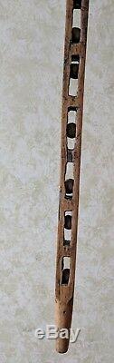 Unique Vintage Antique Hand Wooden Carved Walking Cane Stick FOLK ART