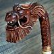 Unique Wooden Walking Stick Cane Hiking Staff Hand Carved Handmade Dragon Rich