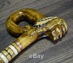 Unique Wooden Walking Stick Cane hand carved Handmade Native American