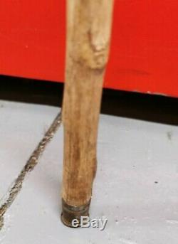 Unusual Vintage Wooden Walking Stick Cane With A Glass Head Of A Child