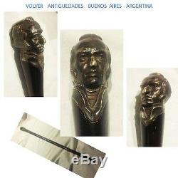 Uruguay José Gervasio Artigas RARE original cane wooden & bronze walking stick