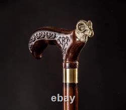 VIP Aries Walking Stick Walking cane Wood Cane Hand Carved Hiking Stick Wooden