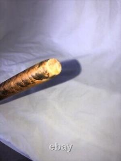 VTG Elaborate Hand Carved Textured Wood Folk Art Cane Walking Stick- 37 Inches