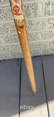 VTG Hand Carved Wood & Brass Asian Geisha Cane Walking Stick withHidden Pool Cue