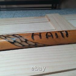 VTG Handcarved Branch Over 3 Feet Long Burned HAITI Wooden Cane Staff SHIPS FREE