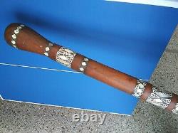VTG Mother of Pearl Inlaid Egyptian Ebony Wooden Walking Cane Stick SLINGSHOT