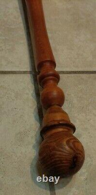 Very Tall Huge natural Wooden straight round Knob sturdy CANE walking stick 51