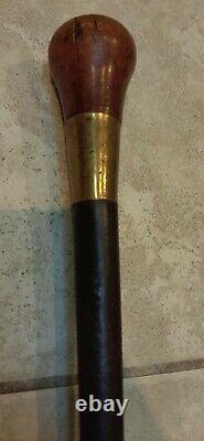 Very Tall metal Wooden Knob THIN CANE walking stick 41 Blanchard 1 sturdy brass