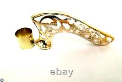 Victorian Design Collectible Brass Walking Stick Flower Head Handle Only Wooden